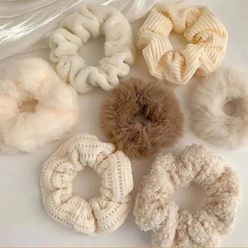 7/21 Pcs/Set Women Hair Scrunchies Set Plush Solid Hair Band