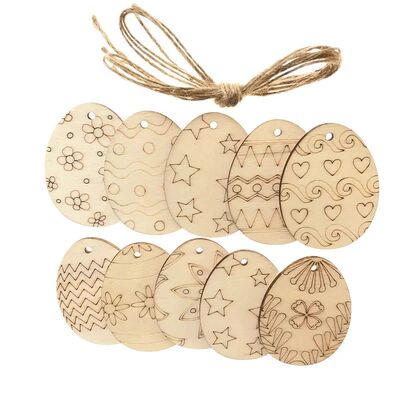 25pcs 40mm Easter Egg Wooden Cutout Unfinished Wood Egg Slic