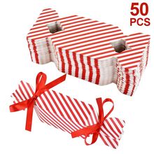 10/30/50pcs Red Stripe Candy Box Christmas Chocolate Cookies