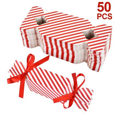 10/30/50pcs Red Stripe Candy Box Christmas Chocolate Cookies