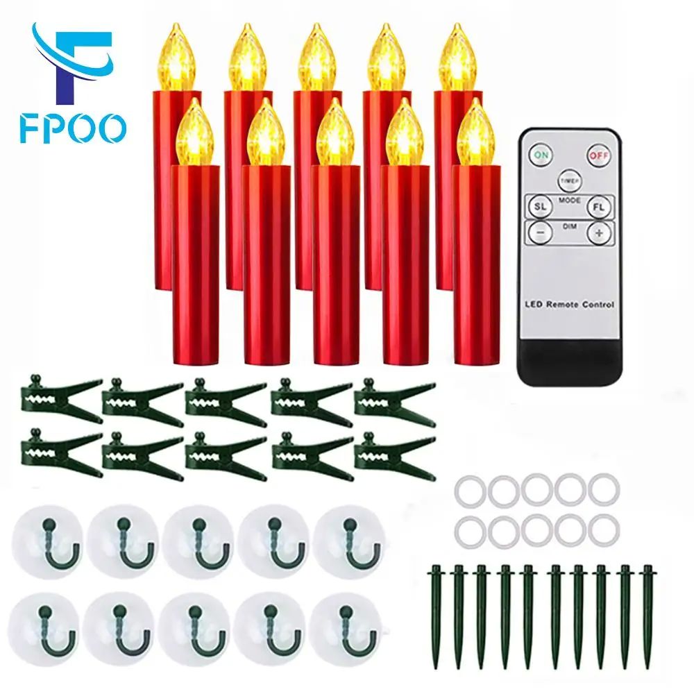 10PCS Led Candles For Christmas Tree Decoration With Timer R