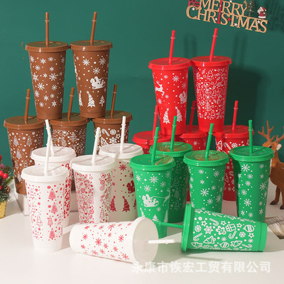 Christmas Single-layer Plastic Sippy Cup 710ml/24oz Cup