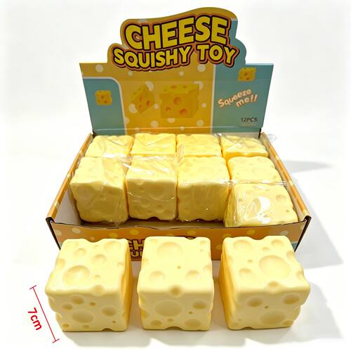 1pc 7cm Big Cheese Squishy Cube Non-Bounce Squeeze Stress Ba