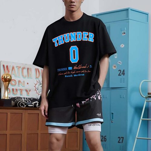 TIP-OFF美式雷霆威斯布鲁克威少篮球运动速干宽松短袖T恤衫投篮服