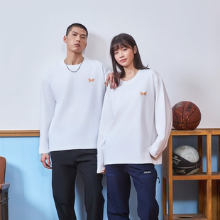 T恤套头衫 字母刺绣运动休闲宽松简约百搭纯色纯棉长袖 OFF美式 TIP