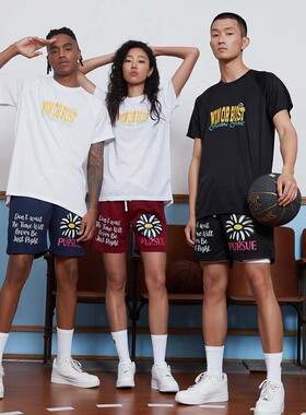 TIP-OFF美式复古花卉印花篮球运动休闲速干四分短裤宽松透气吸汗