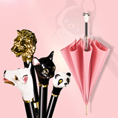 动物头雨伞长柄网红潮牌女防晒遮阳伞创意清新折叠晴雨两用太阳伞