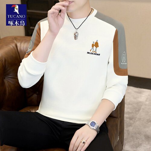 啄木鸟春秋撞色拼接男士卫衣