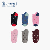 CORGI英国进口袜子可爱图案印花浅口短袜船袜女生纯棉不掉跟防滑