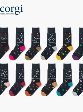 CORGI柯基英国进口高端十二星座系列英伦潮流秋冬中筒袜男女款