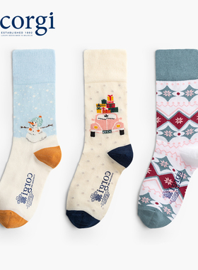 CORGI英国进口霜雪奇缘中筒袜女秋冬季新款精梳棉袜子加厚款保暖