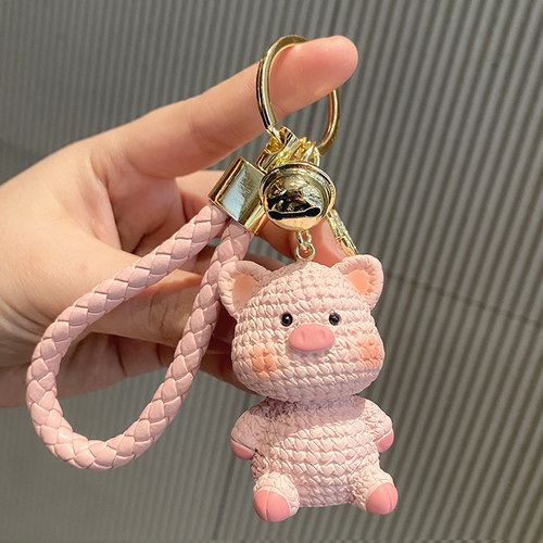 萌萌小猪毛线感钥匙扣精致小挂件