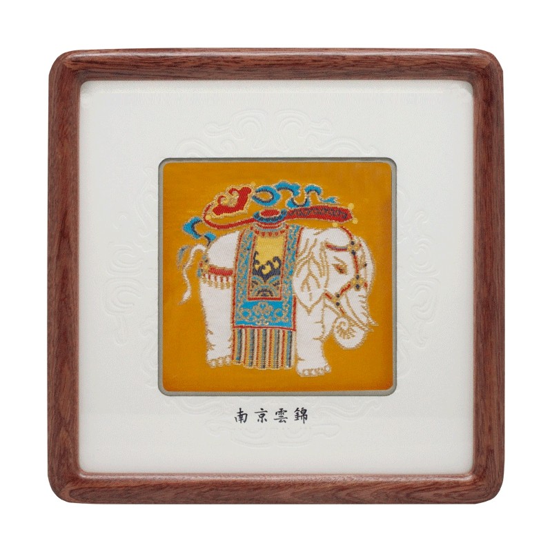 五艺中式家居红影木框条云锦框画特色刺绣摆台中国风礼物商品礼品