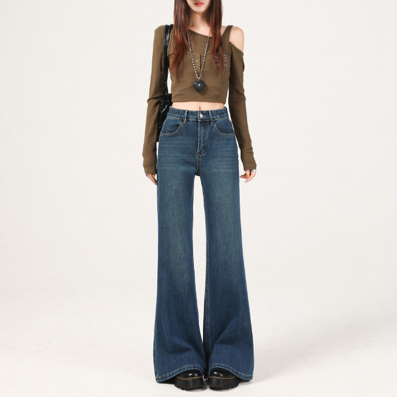 复古微喇牛仔裤女2025新款秋冬高腰宽松四面弹不贴腿梨形喇叭裤子,女装/女士精品,牛仔裤,淘宝优惠券,粉丝福利购,淘宝优惠卷
