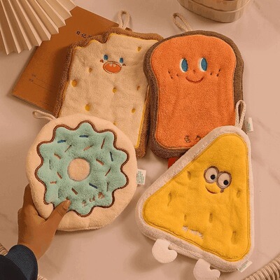 卡通擦手巾挂式吸水加厚卫生间可爱擦手帕洗手小方巾厨房擦手毛巾