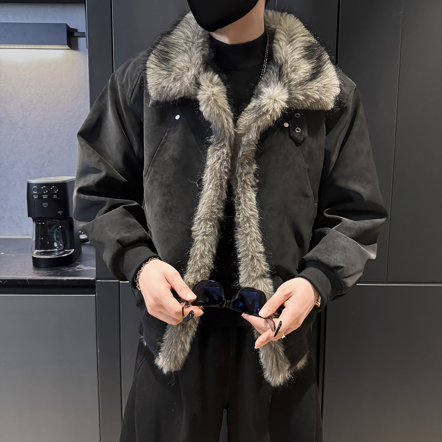 座山雕夹棉皮衣丨货号：915P165,男装皮衣,电商B217