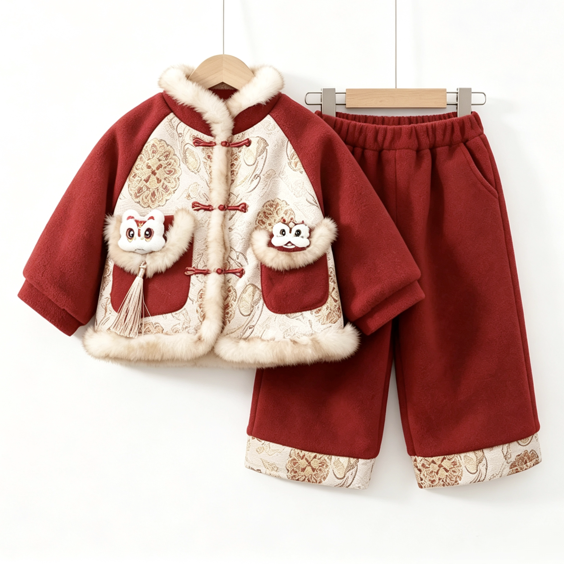 女童汉服拜年服冬装2026新款周岁宝宝儿童加绒棉服唐装过年套装冬