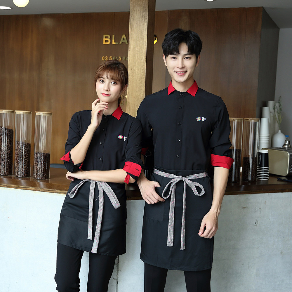 西餐咖啡厅饭店汉堡蛋糕奶茶店火锅服装秋服务员工作服女餐饮长袖