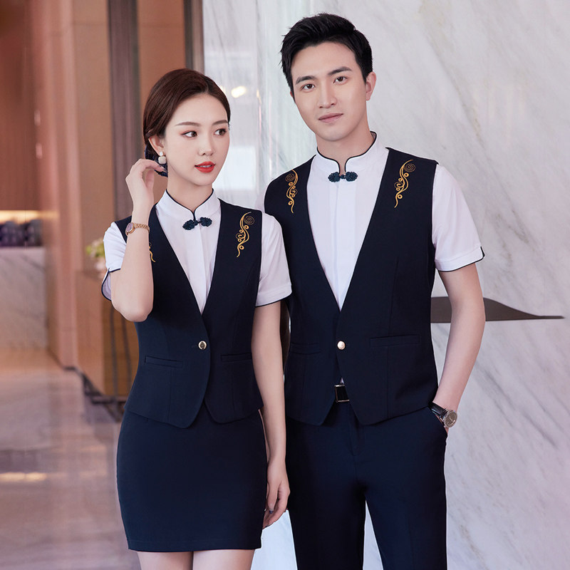 马甲套装男女高档酒吧ktv酒楼前台工装五星酒店服务员工作服职业