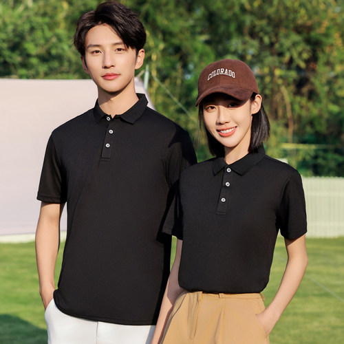 夏季短袖POLO衫工作服定制工装黑