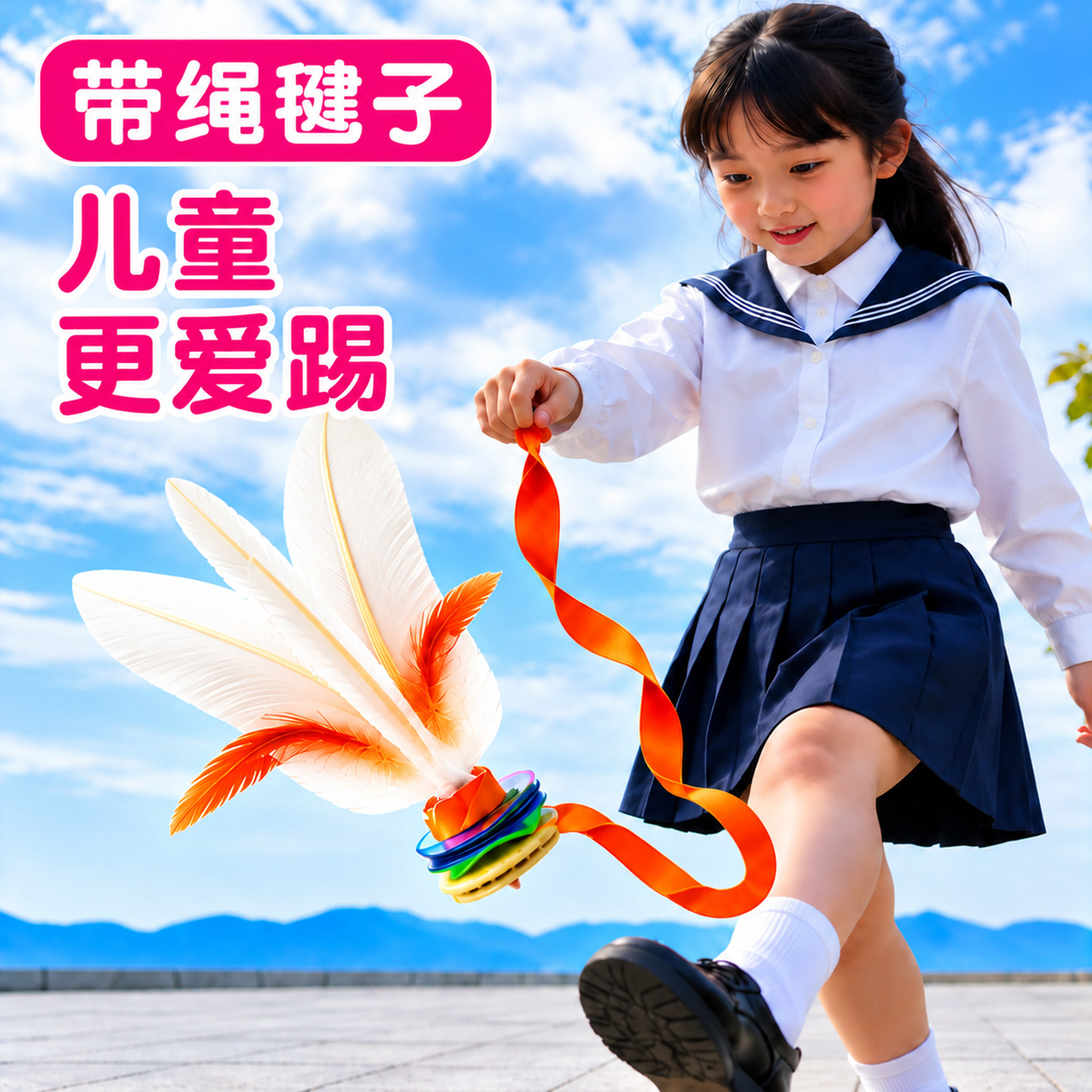 毽子儿童小学生幼儿园带绳键子一年级初学者运动专用耐踢羽毛腱子