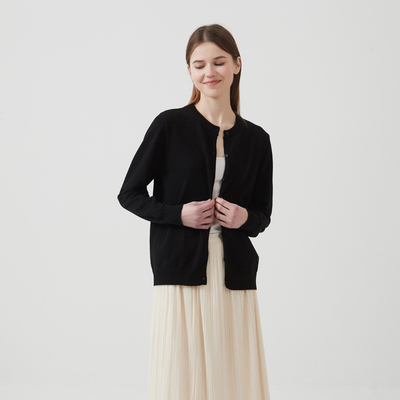 纯棉针织开衫女士纯色