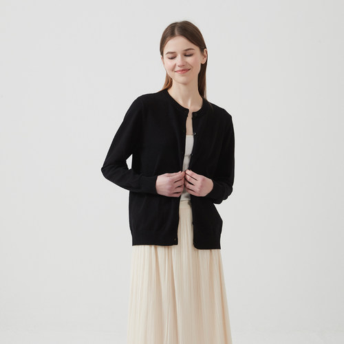 纯棉针织开衫女士纯色