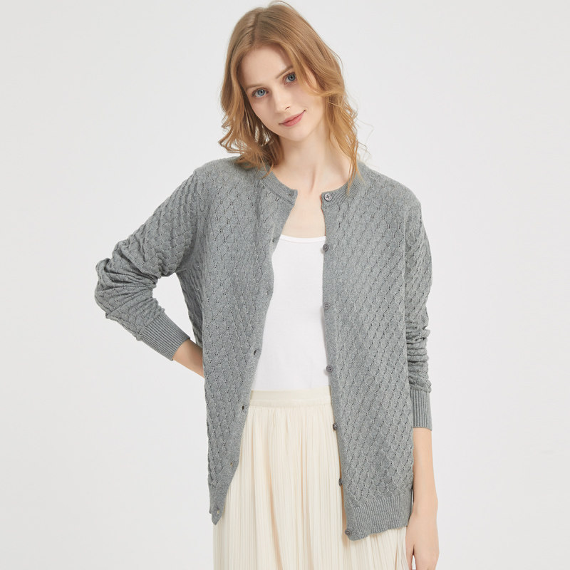 2026新春款女士开衫纯棉圆领针织衫女装春秋薄款针织亲子中大童