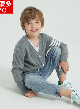 2025春秋秋装儿童男童开衫毛衣童装外套中大童针织薄款洋气纯棉潮