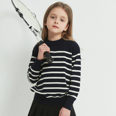 纯棉女童中大童打底衫毛衣圆领