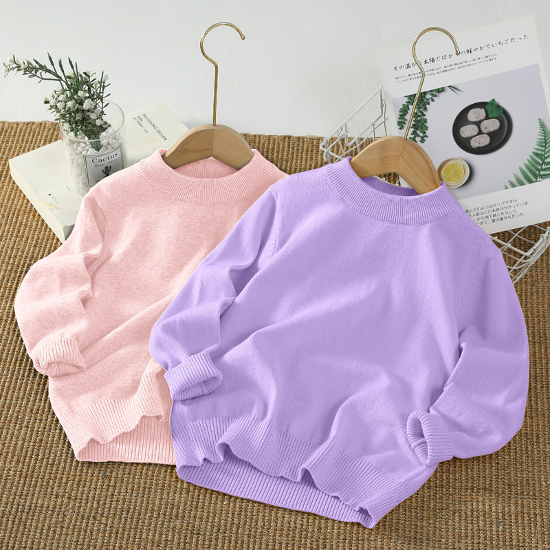 2026中大童毛衣男童女童大码纯棉圆领春秋装儿童薄款打底衫针织潮