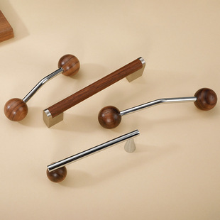 法式亮银衣柜橱柜木珠复古简约新中式把手中古风长柜门单孔拉手