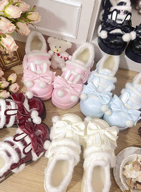 【秋冬上新】暖芙芙加绒lolita鞋中二学院原创lo鞋冬毛绒增高女鞋