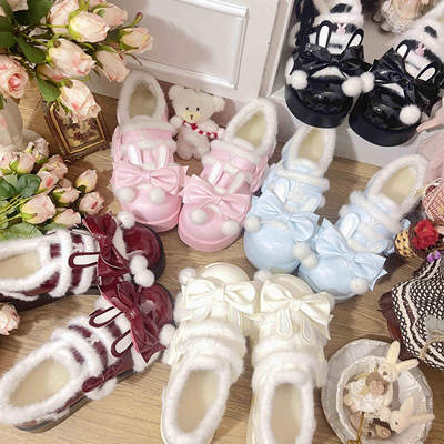 【秋冬上新】暖芙芙加绒lolita鞋中二学院原创lo鞋冬毛绒增高女鞋