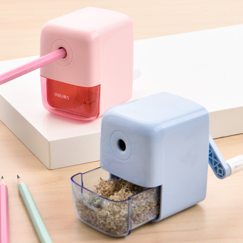 得力自动进笔削笔机小学生铅笔削笔器三角六角铅笔刨笔手摇卷笔刀