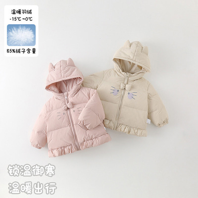 宝宝羽绒服冬新款加厚女童卡通保暖连帽衫婴幼儿冬装洋气外套 a类
