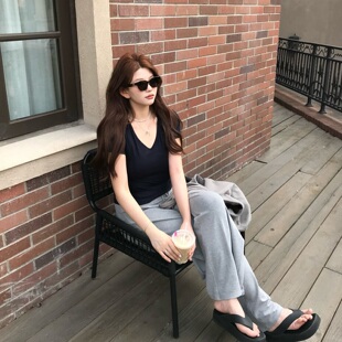 显瘦通勤长裤 女灰色修身 姐姐穿搭极简高腰直筒卫裤 memorial.真酱