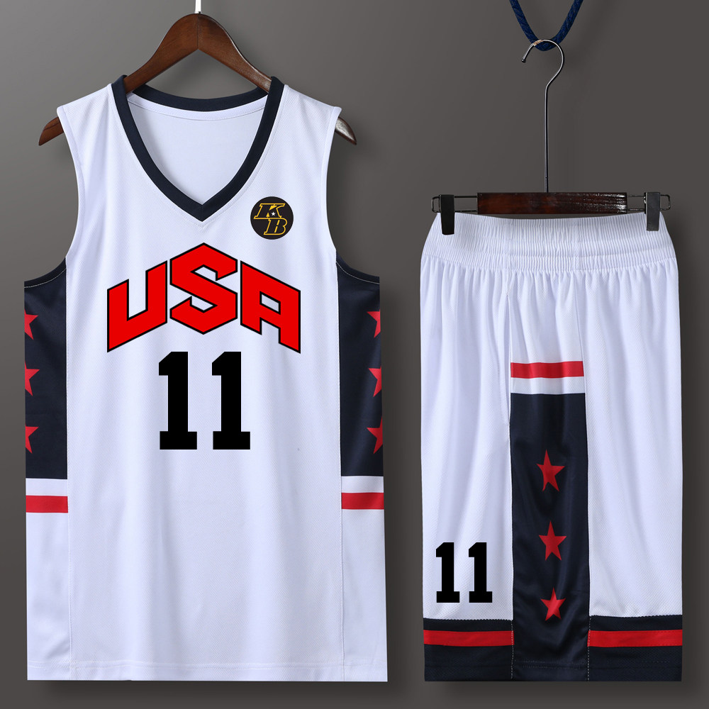 新款美国队篮球服USA球衣队服球衣定制DIY印号双口袋队服定做LOGO