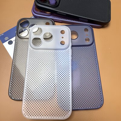 适用苹果iPhone17proamx手机壳新款17超薄蜂窝网孔16pro透气散热PP壳15pm简约纯色磨砂ip14全包保护套17e男女