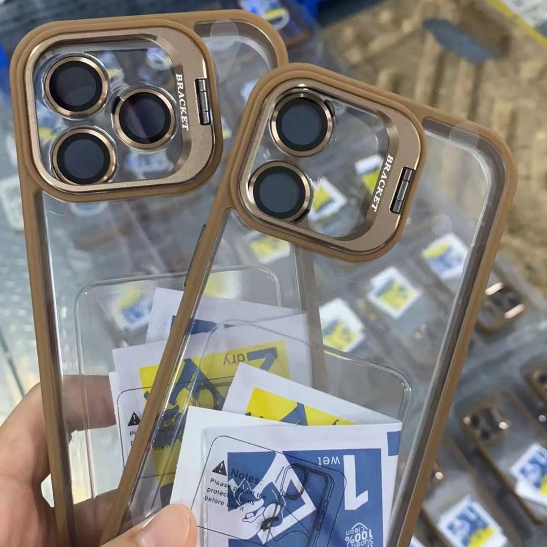 新款苹果16Pro手机壳适用iPhone15promax手机壳金属镜头支架苹果16透明亚克力14全包13防摔12高级感男女11硬
