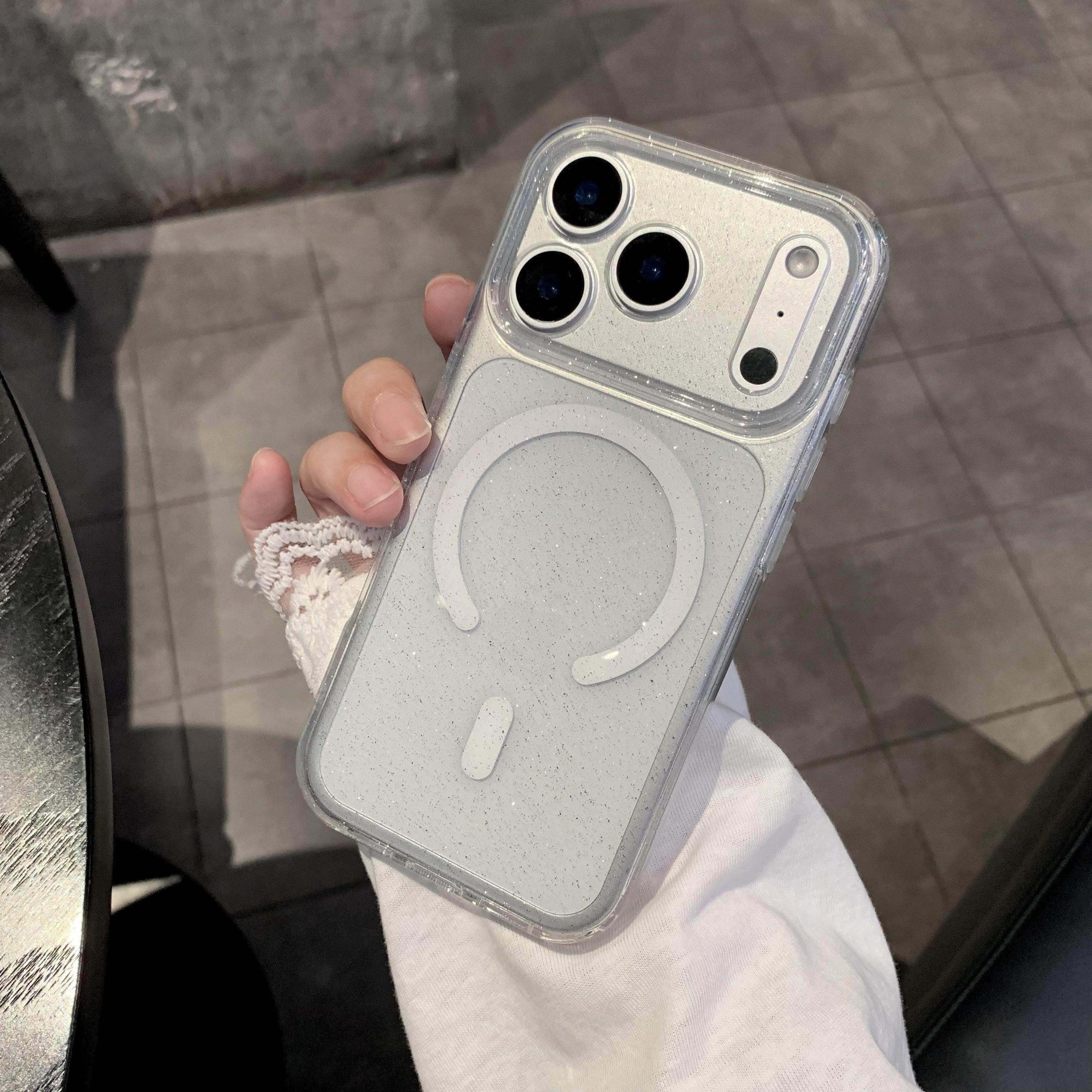 适用苹果17promax手机壳闪粉磁吸iPhone17新款17pro透明16高级感15镜头全包14pro防摔13的超薄air好看pm简约