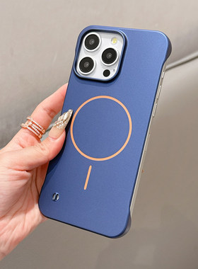 新款PC电镀16promax手机壳苹果17por磁吸充电iph14超薄13pmax无边框apple12半包边11pm裸机手感p磨砂plus硬壳