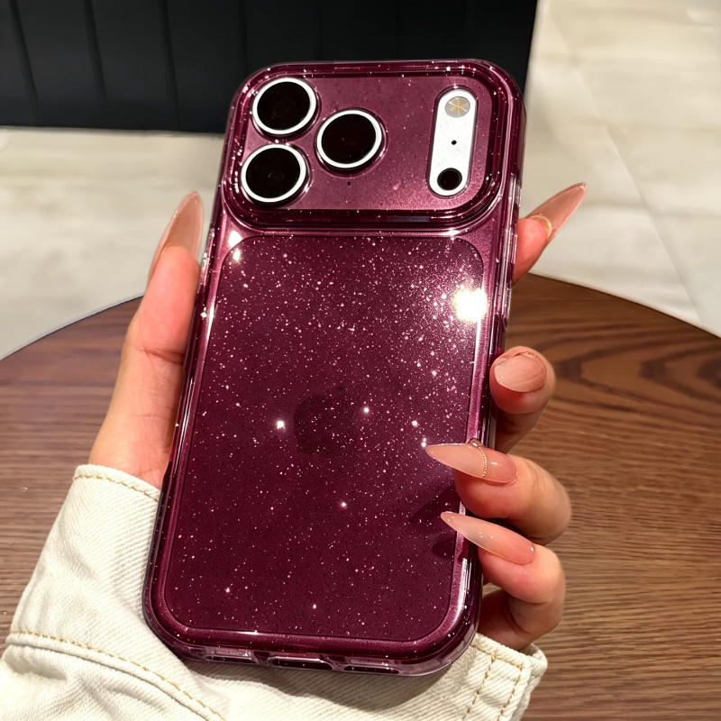 适用苹果18promax闪粉手机壳新款iphone17pro勃艮第酒红色air高级感16pro镜头全包防摔15硅胶14p透明女款软壳