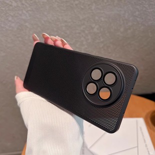 适用一加13散热网孔手机壳ace5自带镜头膜Ace3超薄透气一加13R全包防摔保护套一加12R纯色高级感男女外壳