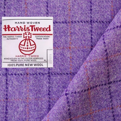 紫色格子西装料HarrisTweed面料