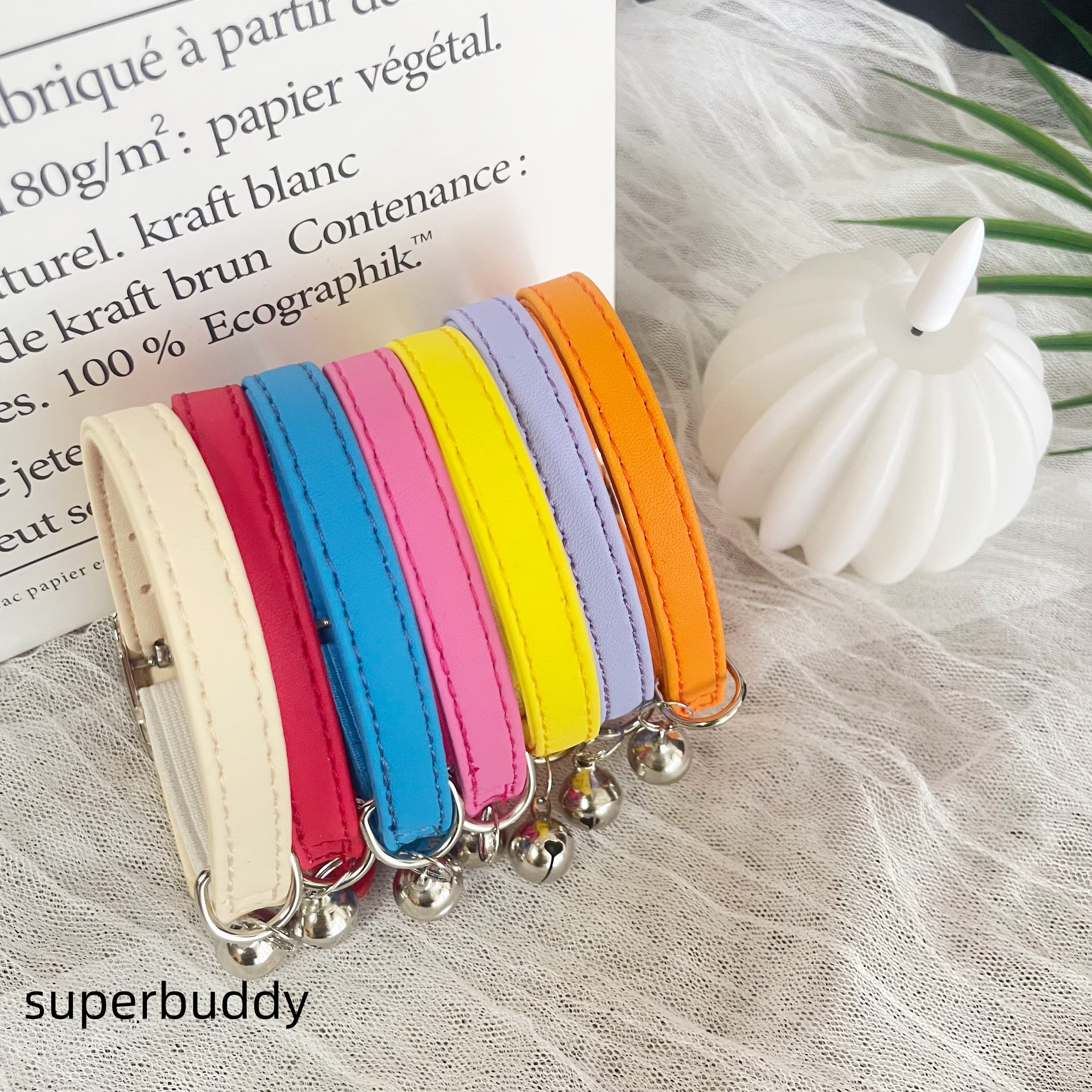 【回馈活动】Superbuddy马卡龙系列纯色PU猫咪狗狗项圈带配件