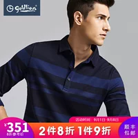 Jin Lilai áo thun nam sọc cotton dài tay nam thu đông và kinh doanh thanh niên giản dị - Polo áo phông polo