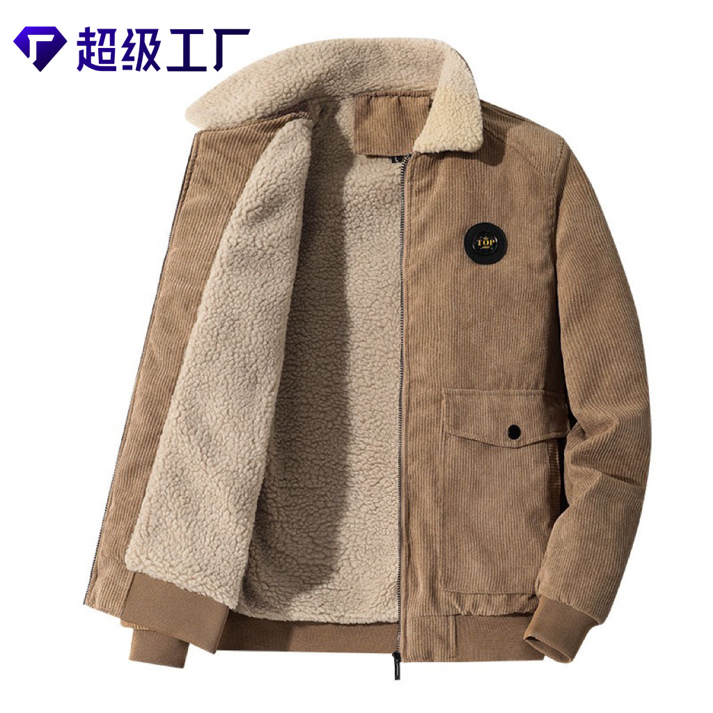 加厚灯芯绒棉服外套男棉袄棉衣