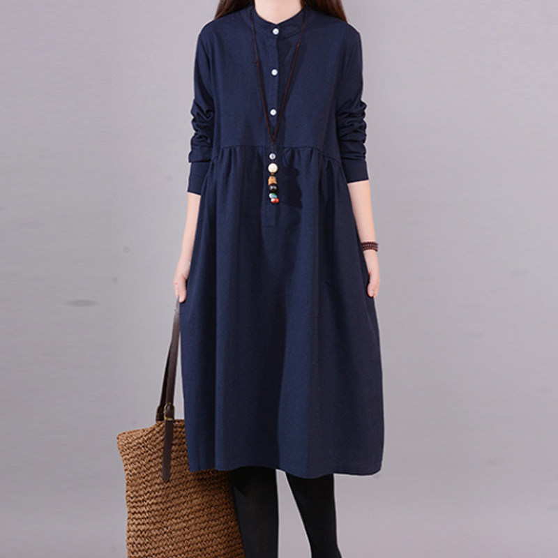 孕妇秋装连衣裙长款过膝2021新款秋款宽松长裙韩版潮装孕妈妈裙子