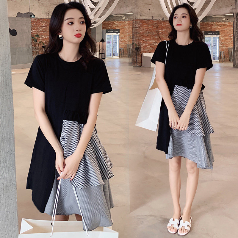 孕妇裙子夏潮妈宽松韩版孕妈妈连衣裙中长款夏季时尚潮装怀孕衣服